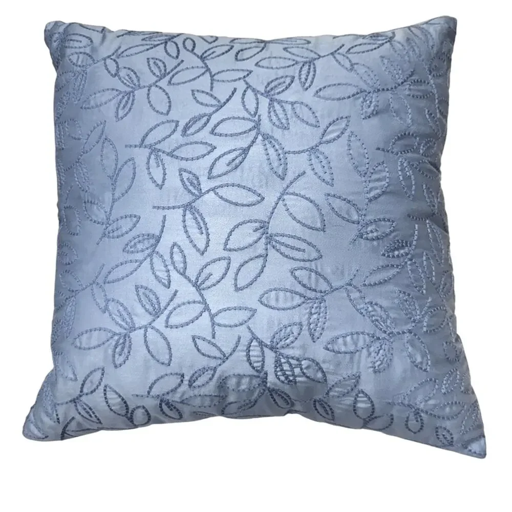 Macys Charter Club Blue Embroidered Square Throw Pillow 16in Accent